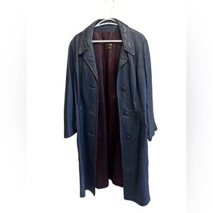 Vintage Blue Leather Trench